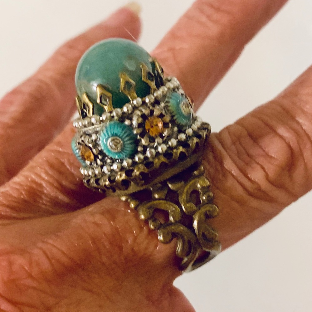 Vintage Embellished Ollipop Statement Adj Ring